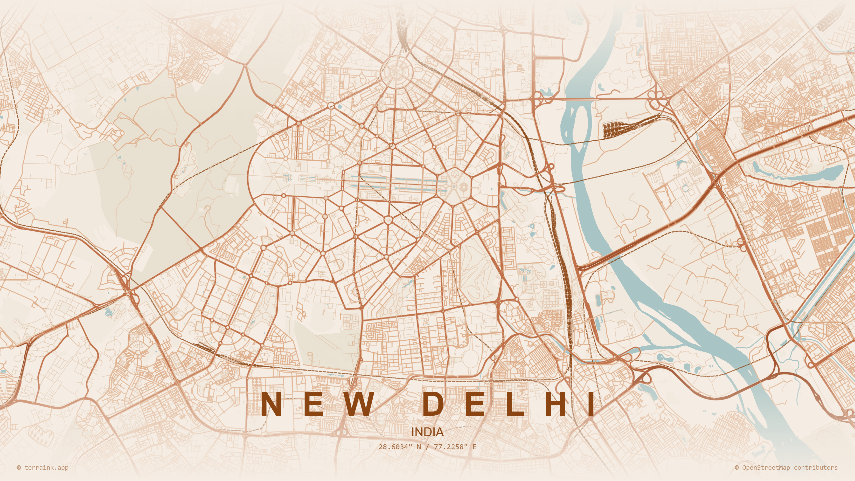 Terracotta map of New Delhi, India